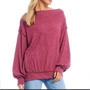 Free People Oversized Long Sleeve Main Squeeze Brushed Hacci‎ Top Shirt Size M